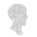 Male head profile silhouette made with printed circuit board, black and white artificial intellect futuristic concept Royalty Free Stock Photo