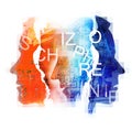Male head silhouettes with Schizophrenia inscription.