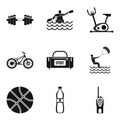 Male health icons set, simple style
