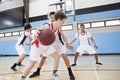 Male High School Basketball Team Dribbling Ball On Court Royalty Free Stock Photo