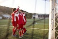 Male High School Soccer Players Having Team Talk Royalty Free Stock Photo