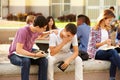 Male High School Student Comforting Unhappy Friend Royalty Free Stock Photo