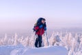 Traveler in a winter landscape