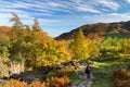 Male hiker exploring the Great Langdale valley in the Lake District, famous for its glacial ribbon lakes and rugged mountains Royalty Free Stock Photo