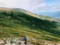 A male hiker hiking on Lion Head trail on Mt. Washington Royalty Free Stock Photo