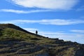 Male hiker on the mountain ridge Royalty Free Stock Photo