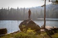 Hiker overlooks Lola Montez Lake