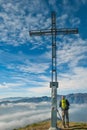 Male hiker at the top of a mountain