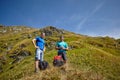 Male hikers on a mountain trail