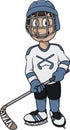 Male Hockey Player Cartoon Color Illustration