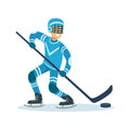 Male hockey player character, active sport lifestyle vector Illustration