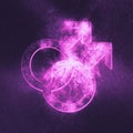 Male homosexuality symbol. Gay glyph. Doubled male sign. Abstract night sky background Royalty Free Stock Photo