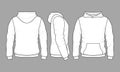 Male hoodie sweatshirt in front, back and side views Royalty Free Stock Photo
