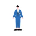 Male Hotel Manager or Administrator, Hotel Staff Character in Blue Uniform Vector Illustration