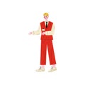 Male Hotel Manager, Administrator, Hotel Staff Character in Red Uniform Vector Illustration