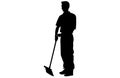 male House keeper silhouette, Man cleaning the floor