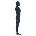 Male human character, people man view side body silhouette, isolated on white, flat vector illustration. Black people scale Royalty Free Stock Photo