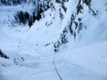 Male ice climber in the Sertig Valley near Davos