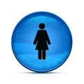 Male icon on classy splash blue round button illustration