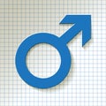 Male icon - Mars vector symbol with shadow on a blue background.