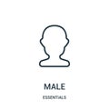 male icon vector from essentials collection. Thin line male outline icon vector illustration. Linear symbol for use on web and Royalty Free Stock Photo