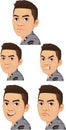 Male Indonesian Police character facial emotions