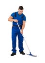 Male Janitor Cleaning Floor With Mop Royalty Free Stock Photo