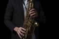 Male Jazz Saxophone Player Performance on the Stage Royalty Free Stock Photo