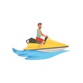 Male jet ski rider, extreme water sport activity vector Illustration on a white background Royalty Free Stock Photo