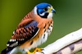 Male Kestrel (Falco tinnunculus) perched on a branch. Generative AI