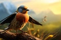 Male kestrels scenic flight, set against a beautifully blurred background