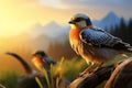 Male kestrels scenic flight, set against a beautifully blurred background