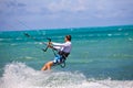 Male Kitesurfer cruising Royalty Free Stock Photo