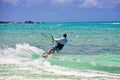 Male Kitesurfer cruising Royalty Free Stock Photo