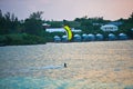 Male Kitesurfer cruising Royalty Free Stock Photo