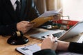 Male lawyer or judge consult having team meeting with client, Law and Legal services concept at office. Royalty Free Stock Photo