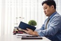 Male lawyer working with contract papers and wooden gavel on table in courtroom. justice and law ,attorney, court judge, concept Royalty Free Stock Photo