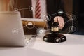 Male lawyer working document and laptop at home office. Royalty Free Stock Photo
