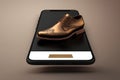 Male leather shoes online store, mobile phone app, website. Generative AI