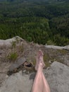 Male legs relaxing in nature