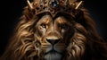 male lion with battle scars wearing a king of the jungle crown Royalty Free Stock Photo