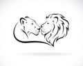 Male lion and female lion design on white background. Wild Animals. Lion logo or icon. Easy editable layered vector illustration