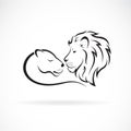 Male lion and female lion design on white background. Wild Animals. Lion logo or icon. Easy editable layered vector illustration