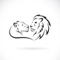 Male lion and female lion design on white background. Wild Animals. Lion logo or icon. Easy editable layered vector illustration Royalty Free Stock Photo