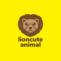 Male lion kid cute cartoon logo design, vector graphic symbol icon illustration creative idea Royalty Free Stock Photo