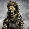 Male lion soldier in combat uniform