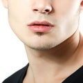 Male lips, chin and cheekbone coseup, face detail of young man Royalty Free Stock Photo