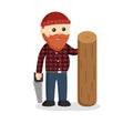 Male lumberjack holding a saw