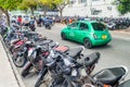 MALE, MALDIVES - JULY 11, 2016: Traffic on Boduthakurufaanu Magu street in Mal