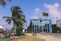 Daily Life of the Maldivian Central Streets with Buildings, Shops, People and Bikes in the Male City